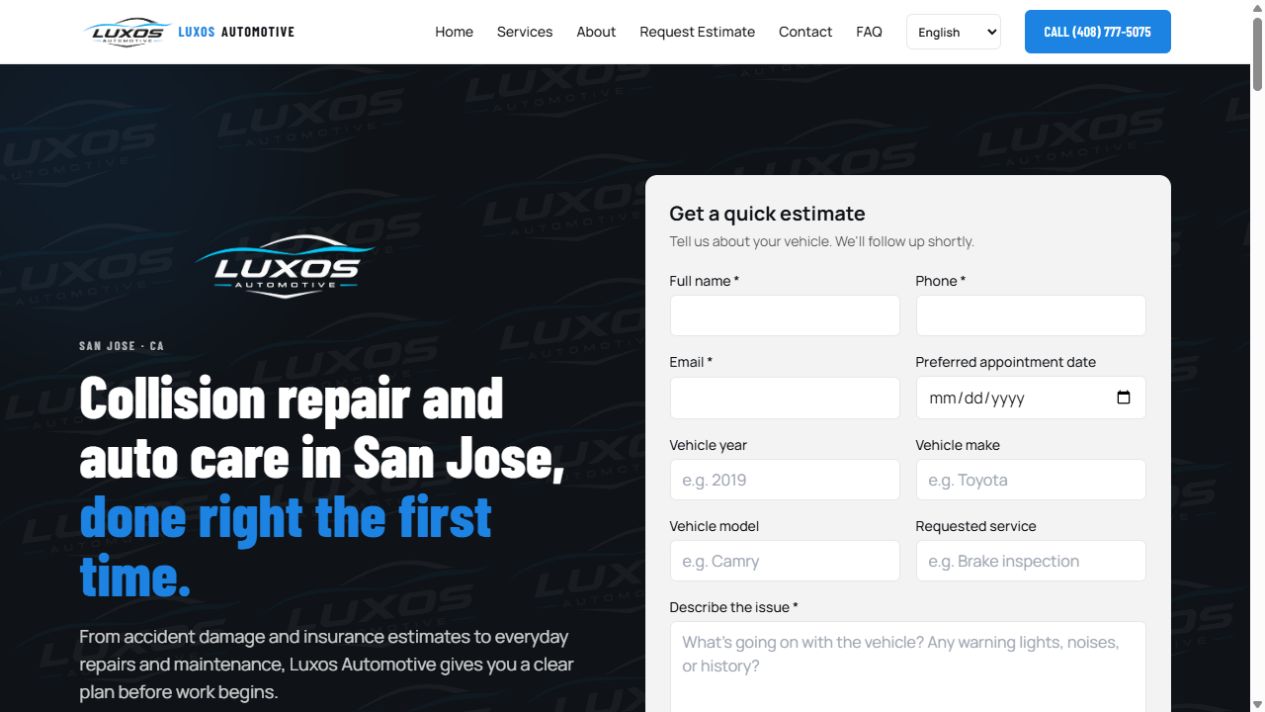 Luxos Automotive website