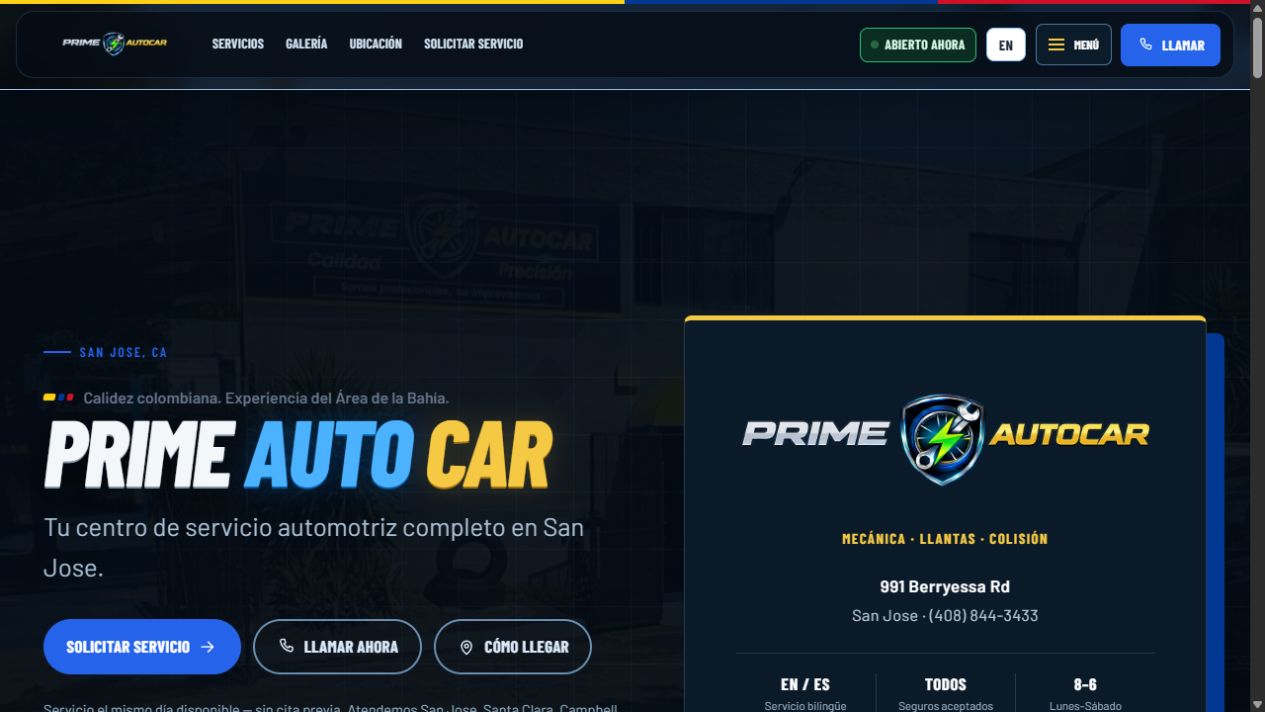 Prime Auto Car website