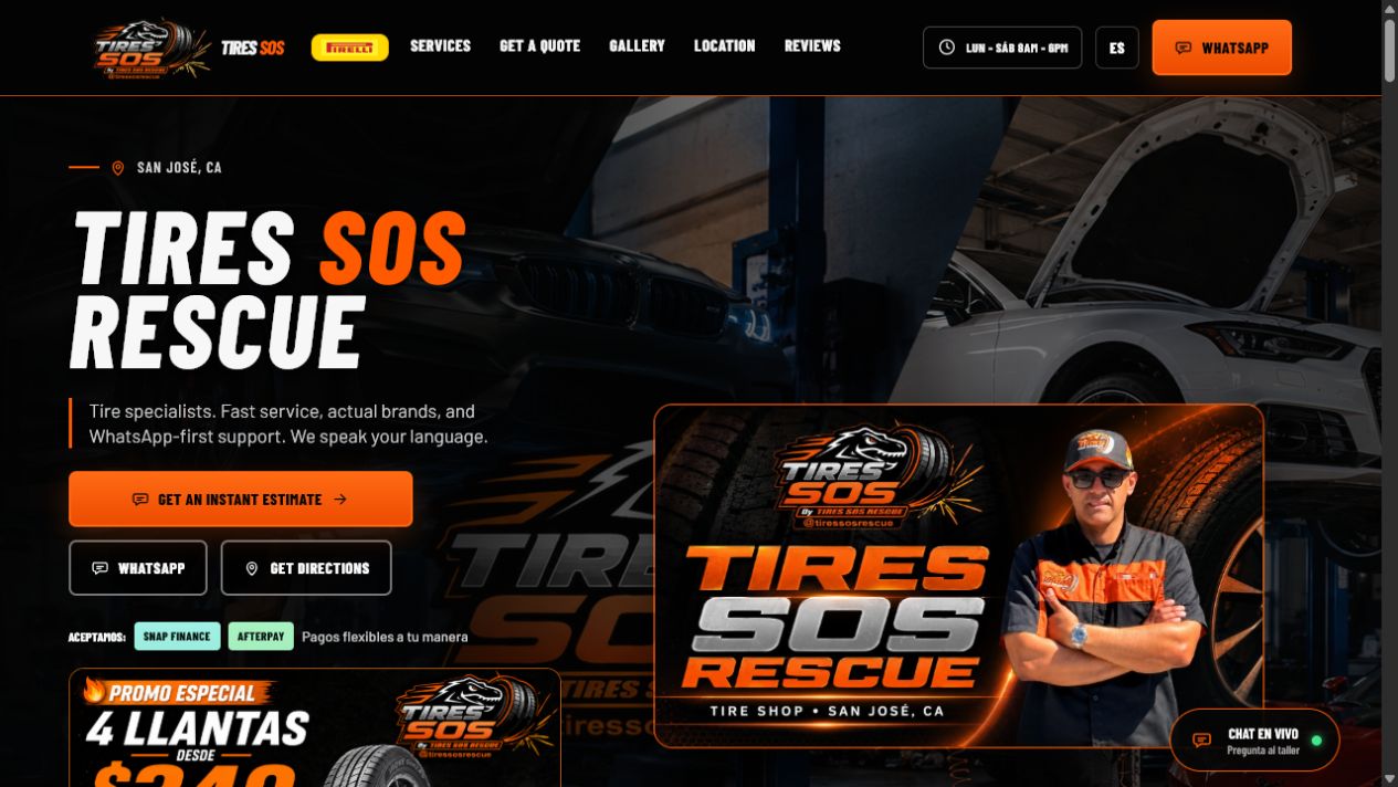 Tires SOS website